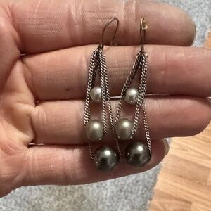Chic Silver and Gray Dangle Earrings